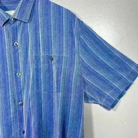 TOMMY BAHAMA 100% Silk Blue Stripe Casual Short Sleeve Button Up Men XL - Picture 4 of 9